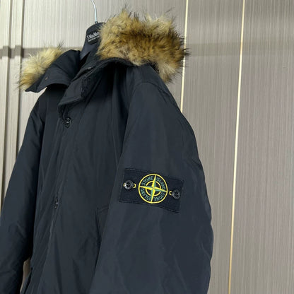 Black Stone Island Embroidered Down Jacket