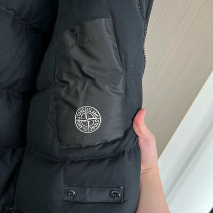 Black Stone Island Embroidered Down Jacket