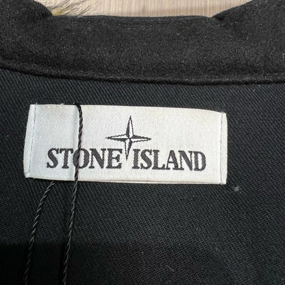 Black Stone Island Embroidered Down Jacket