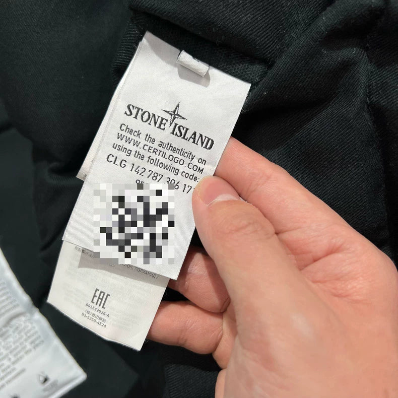 Black Stone Island Embroidered Down Jacket