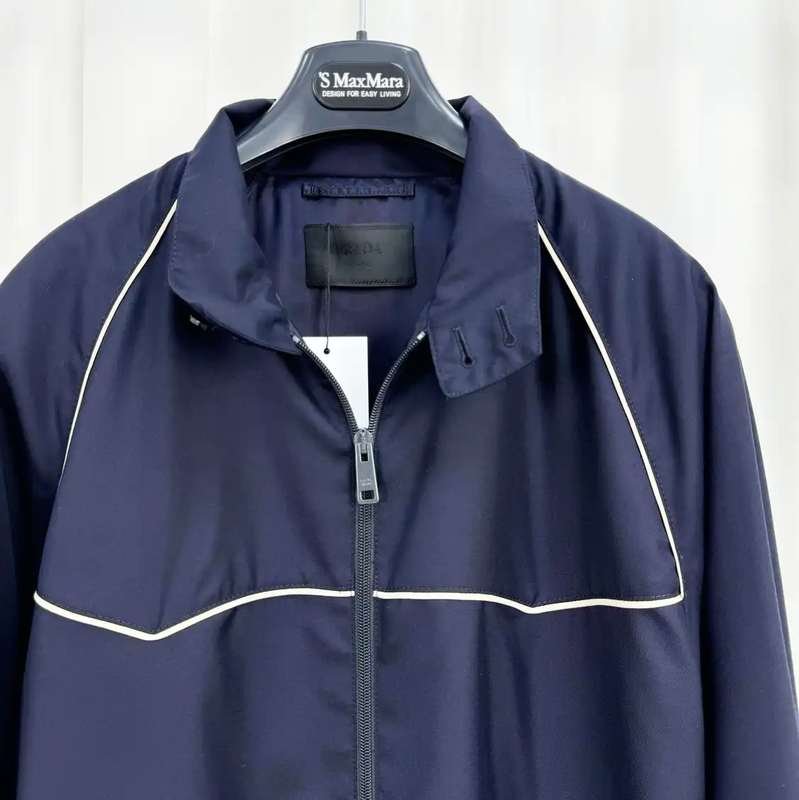 Prada Men's Long Sleeve Navy Wool Jacket