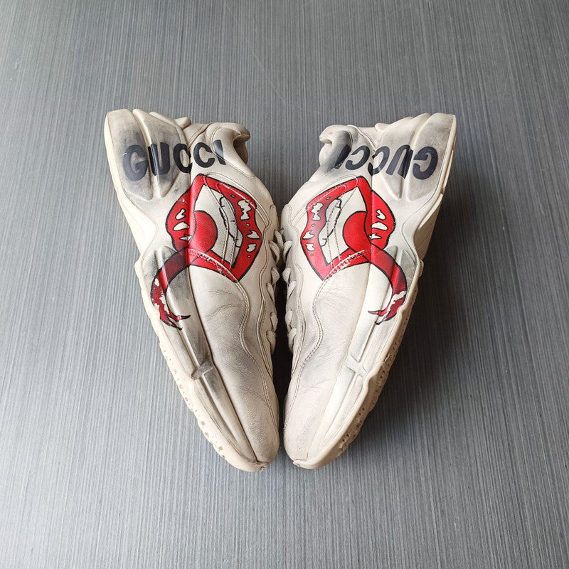 Gucci Rhyton Leather Low-top Sneakers with Lips Print 0079