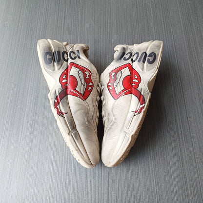 Gucci Rhyton Leather Low-top Sneakers with Lips Print 0079