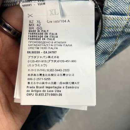 Prada XL Light Blue Cotton Logo Shirt