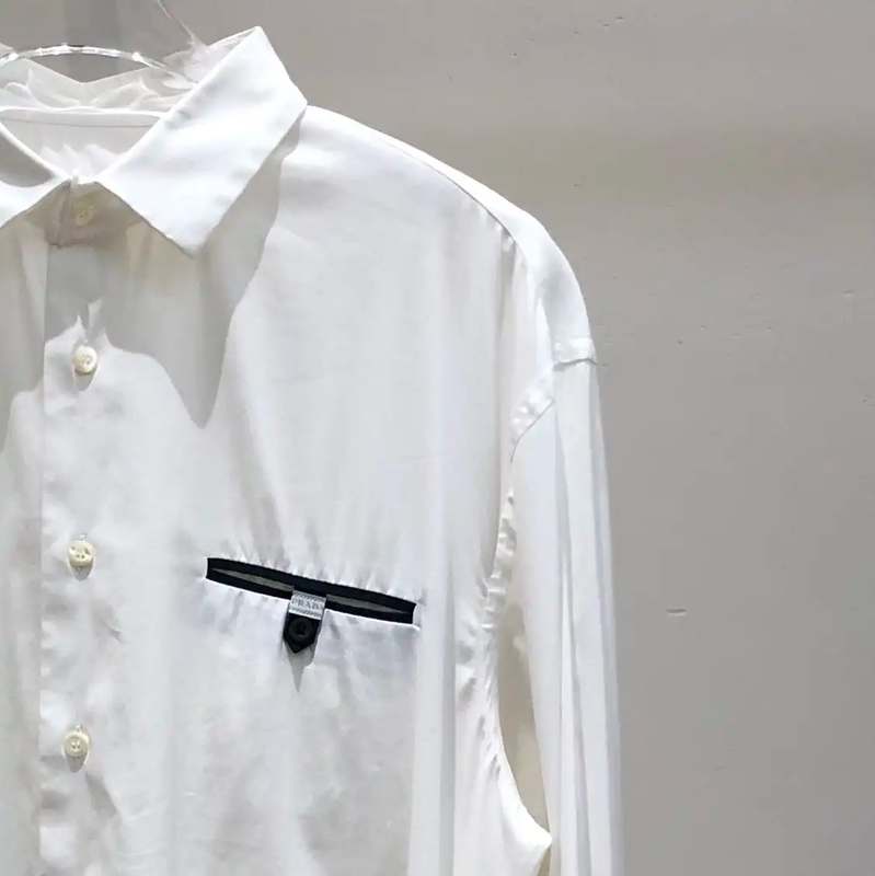 Prada Men's Long Sleeve White Cotton Shirt