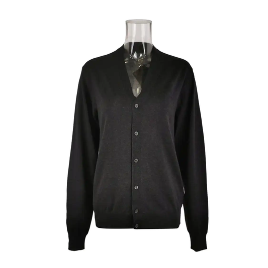 Prada Grey Wool Long Sleeve Cardigan for Men