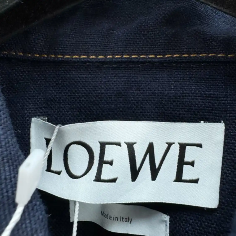 Loewe Men's Navy Long Sleeve Cotton Coat 0089