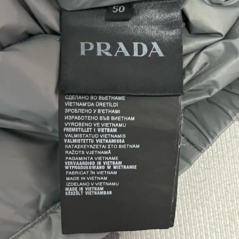 Prada Men's Gray Puffer Jacket for Spring/Fall