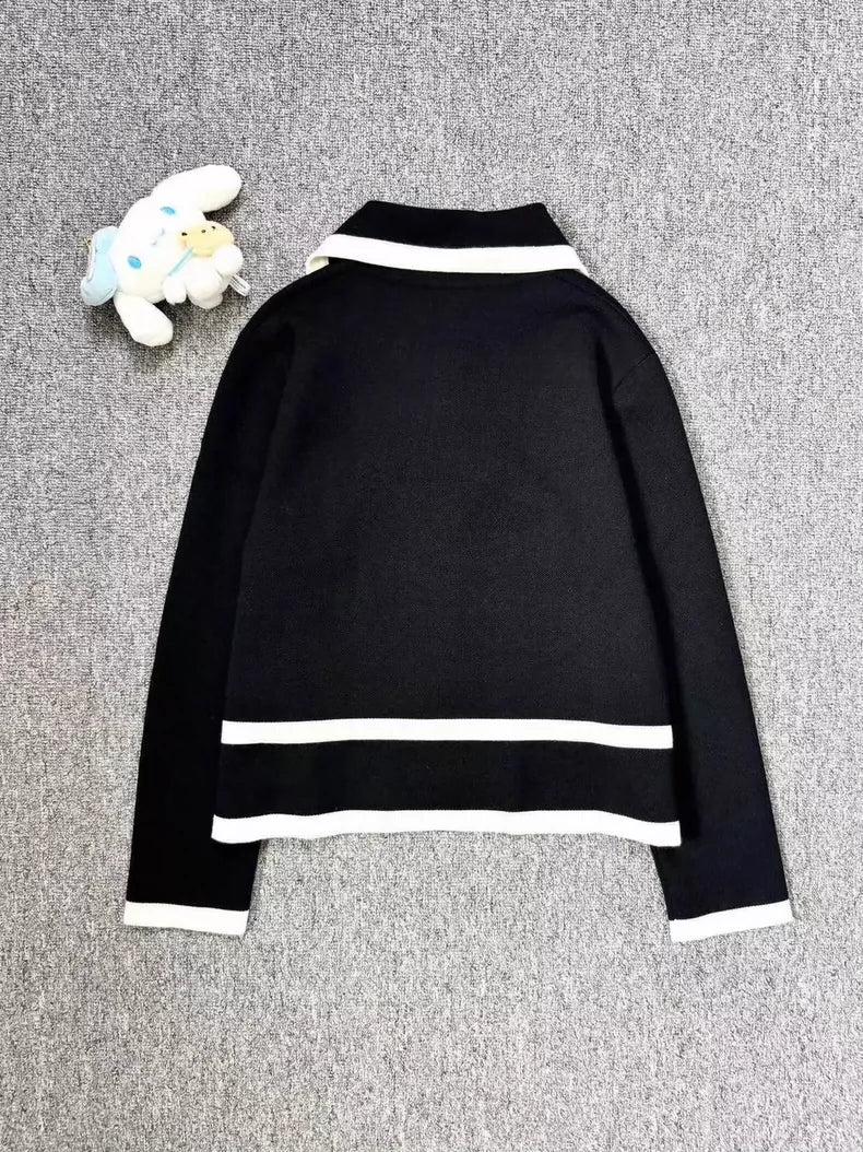 Gucci Black and White Knit Cardigan