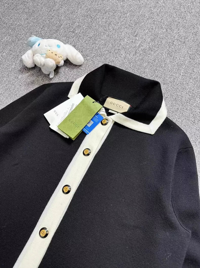 Gucci Black and White Knit Cardigan