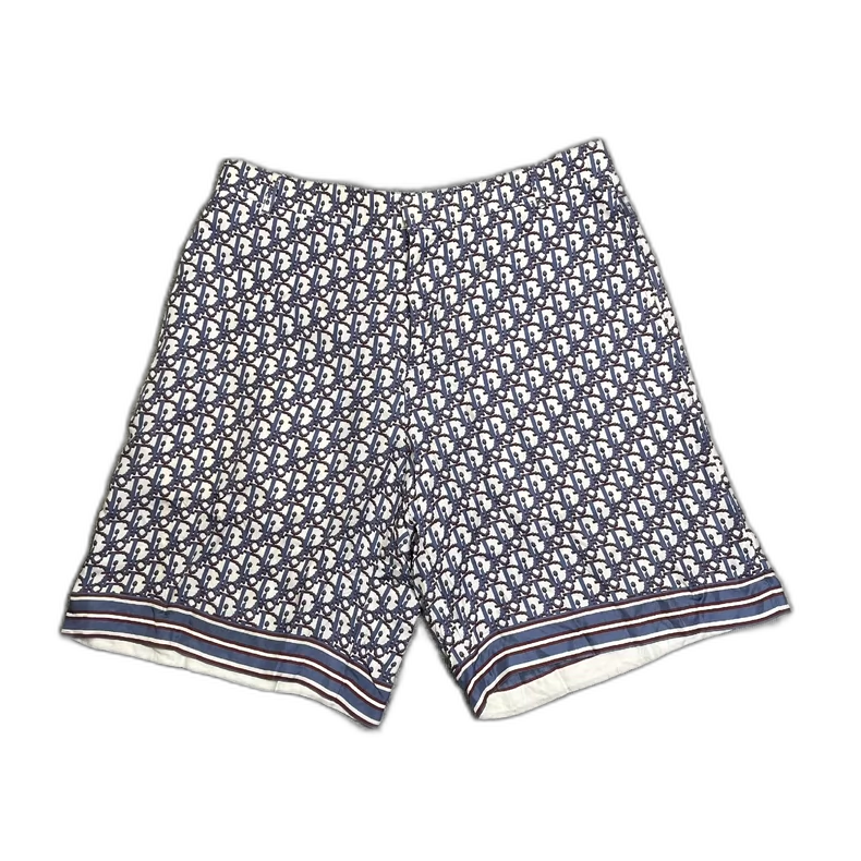 Dior Blue Red Printed Silk Shorts