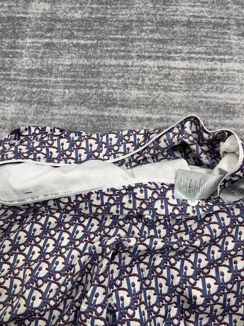 Dior Blue Red Printed Silk Shorts