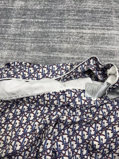 Dior Blue Red Printed Silk Shorts