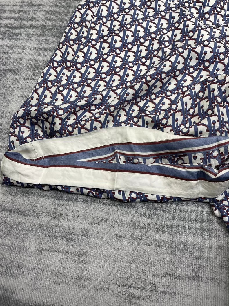 Dior Blue Red Printed Silk Shorts