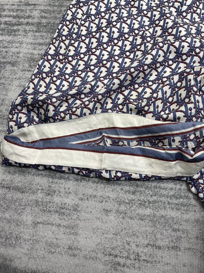 Dior Blue Red Printed Silk Shorts