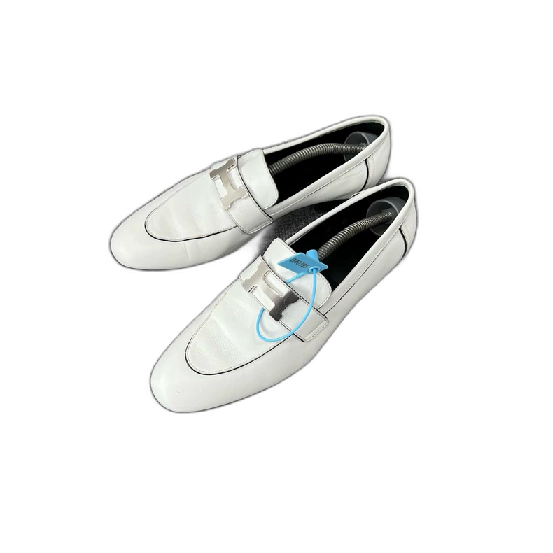 Hermes Silver Buckle Loafers Size 37