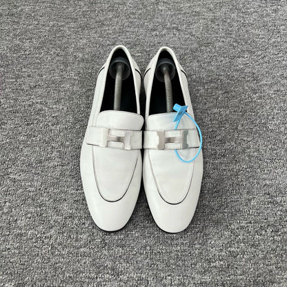 Hermes Silver Buckle Loafers Size 37