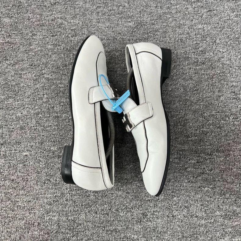 Hermes Silver Buckle Loafers Size 37