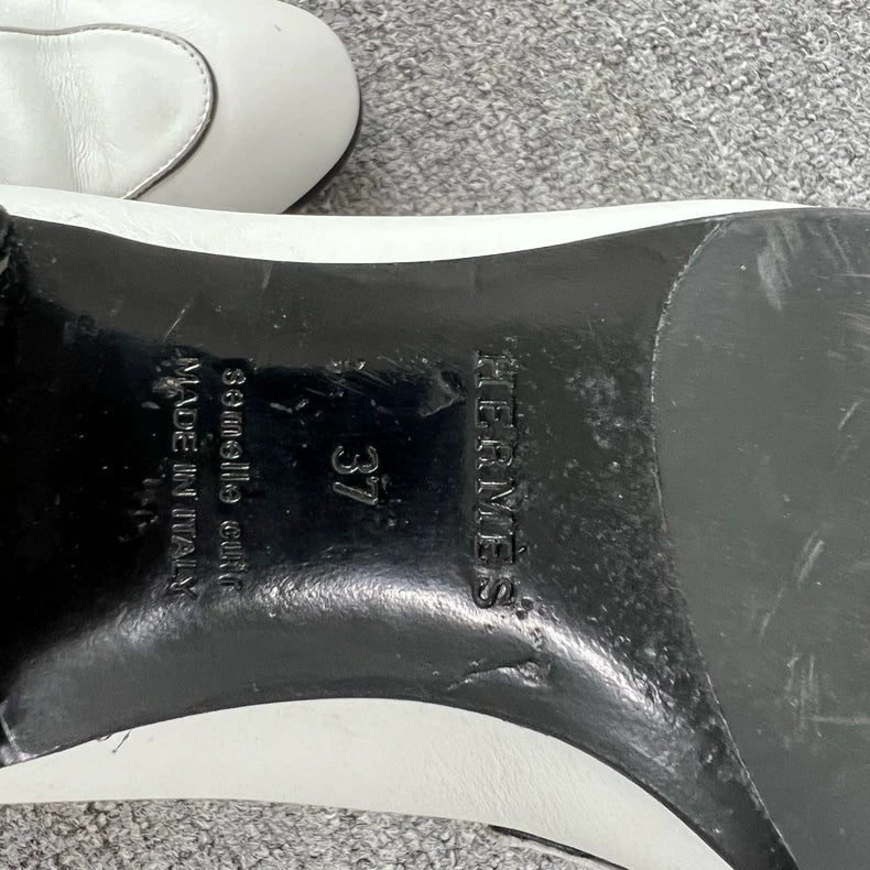 Hermes Silver Buckle Loafers Size 37