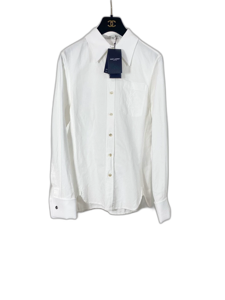 Saint Laurent White Embroidered Shirt