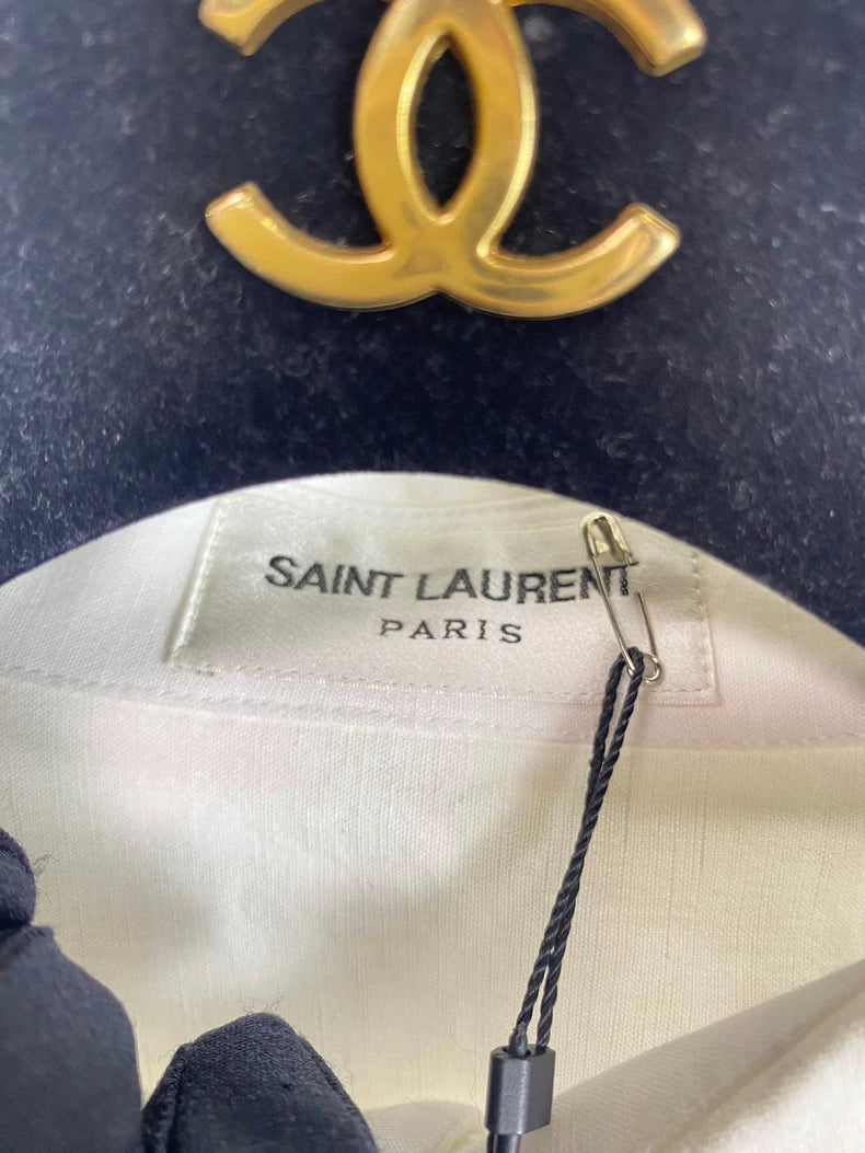 Saint Laurent White Embroidered Shirt