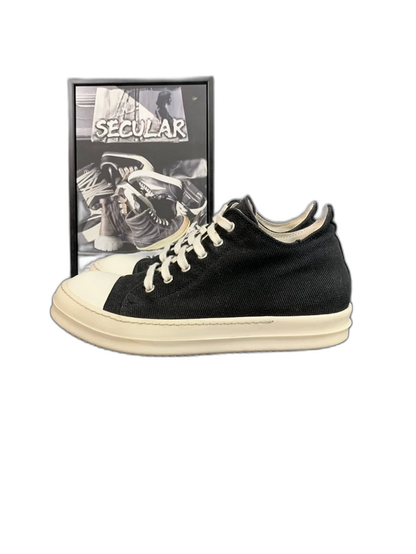 Rick Owens Black and White Canvas Sneakers-yf