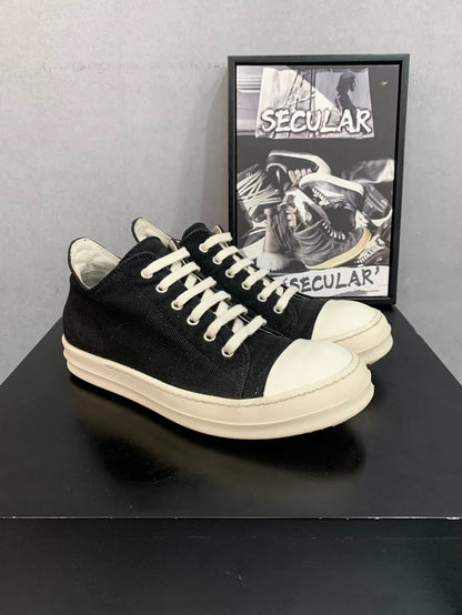 Rick Owens Black and White Canvas Sneakers-yf