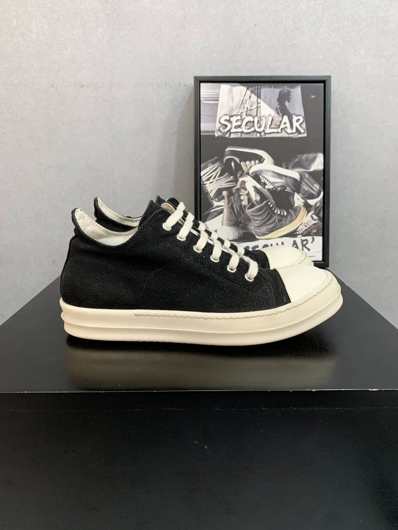 Rick Owens Black and White Canvas Sneakers-yf