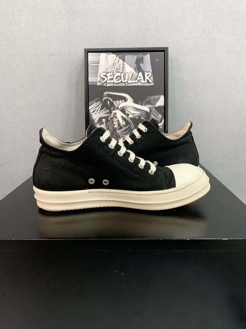 Rick Owens Black and White Canvas Sneakers-yf