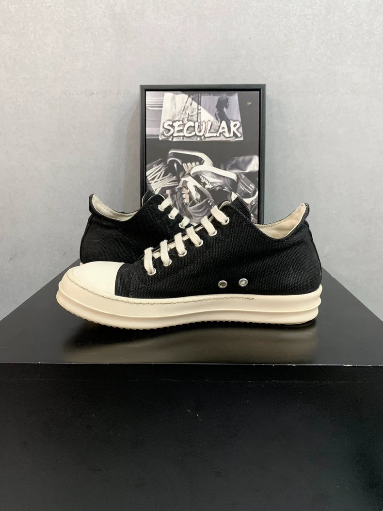 Rick Owens Black and White Canvas Sneakers-yf