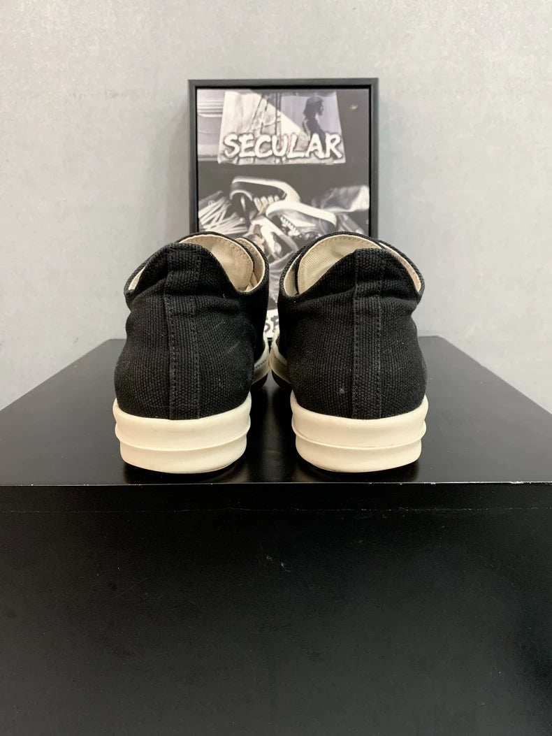Rick Owens Black and White Canvas Sneakers-yf