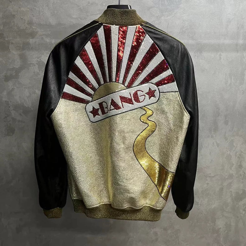 Saint Laurent Black Baseball Jacket with Print