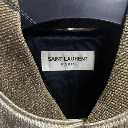 Saint Laurent Black Baseball Jacket with Print