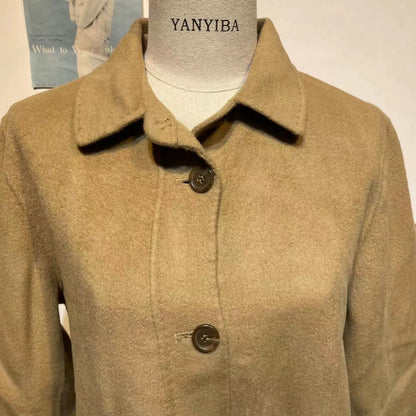 Stylish Vintage Long Camel Coat