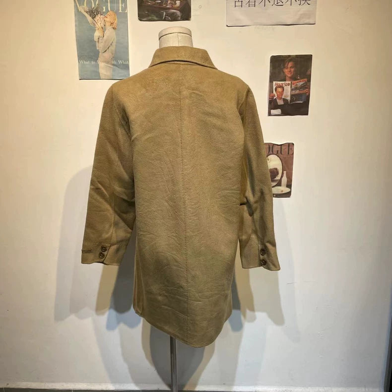 Stylish Vintage Long Camel Coat