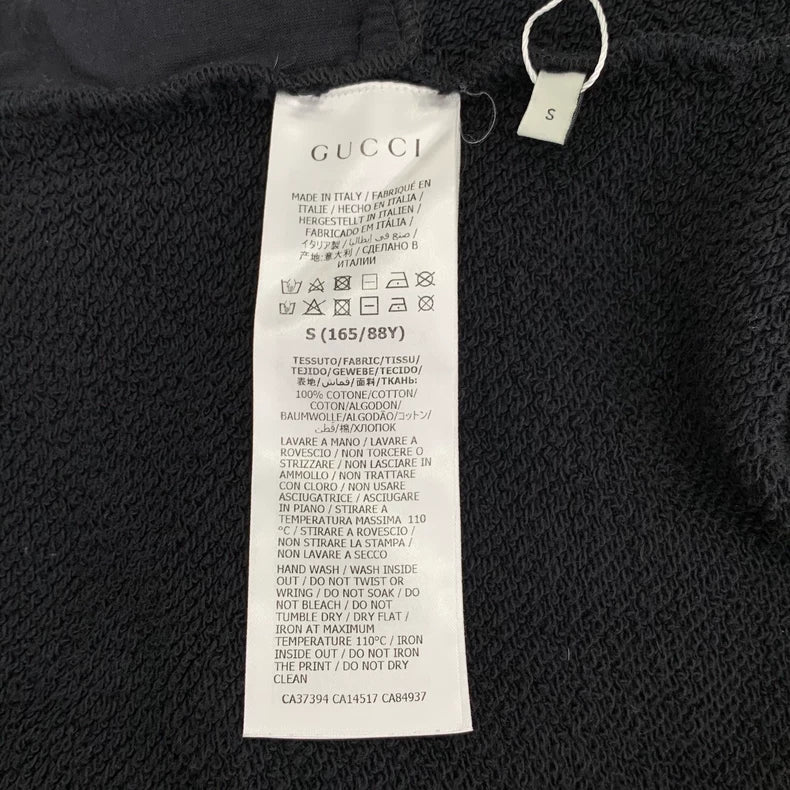 Gucci Black Logo Print Long Hoodie