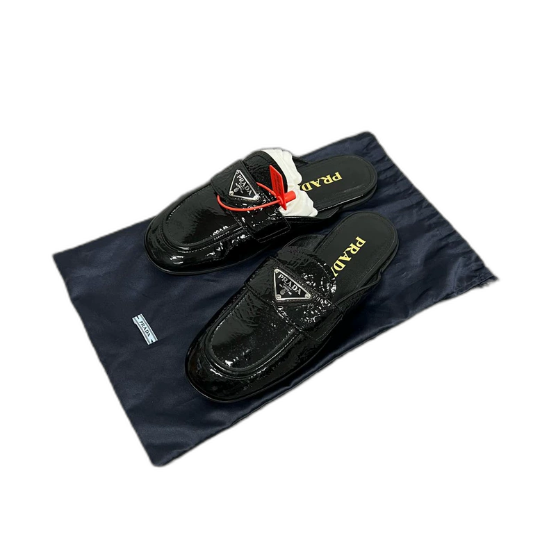 Prada Triangle Logo Flat Slip-Ons