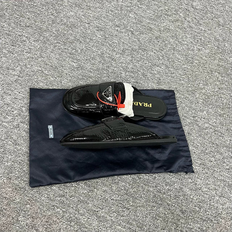 Prada Triangle Logo Flat Slip-Ons