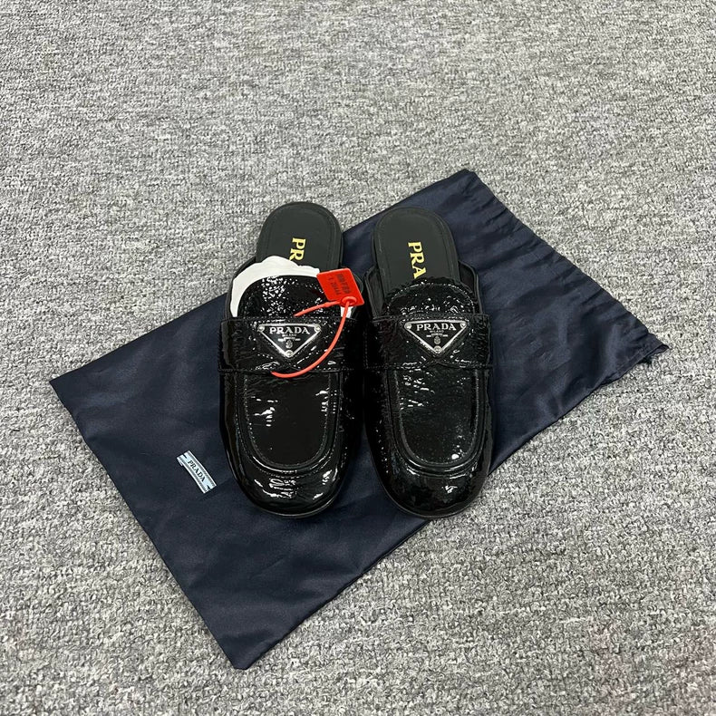 Prada Triangle Logo Flat Slip-Ons