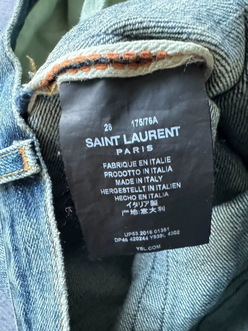 Saint Laurent 16SS Runway Distressed Jeans-yf