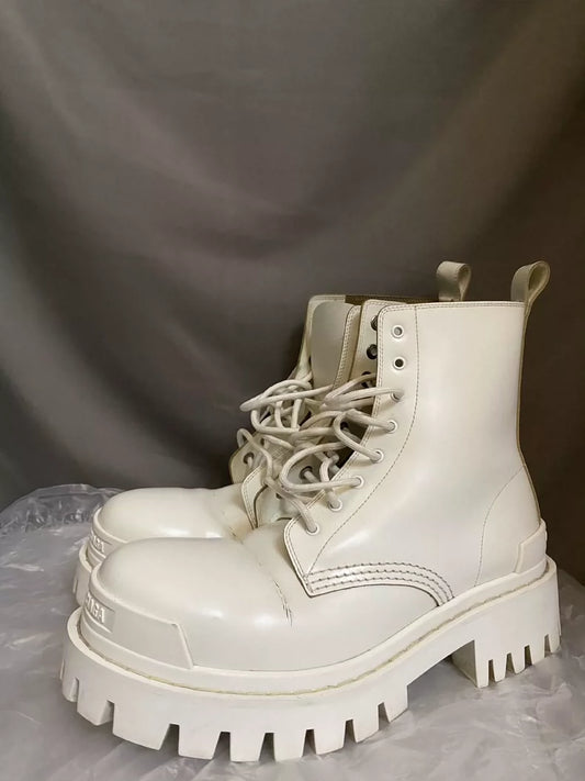 Balenciaga Strike White Platform Boots-yf