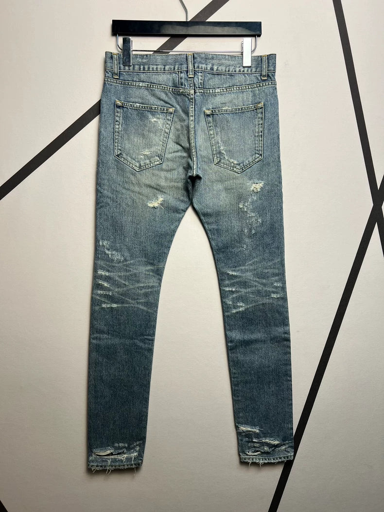 Saint Laurent Distressed Blue Denim Pants