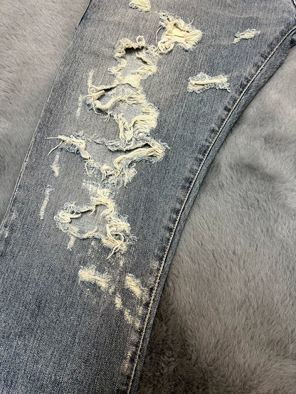Saint Laurent Distressed Blue Denim Pants