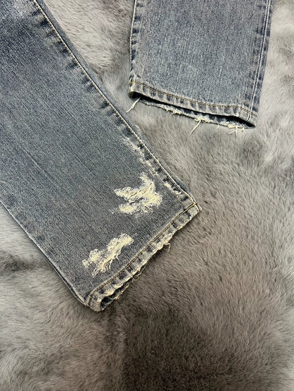 Saint Laurent Distressed Blue Denim Pants