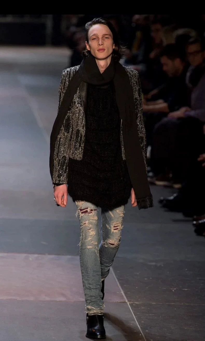 Saint Laurent Distressed Blue Denim Pants