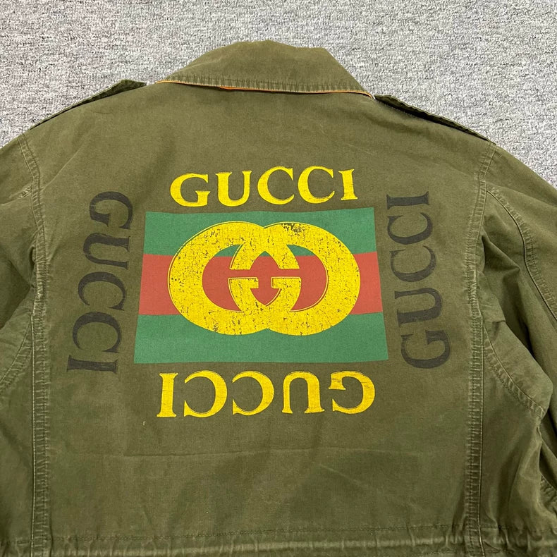Classic Gucci Green Striped M65 Jacket