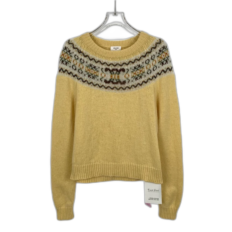Celine Yellow Knit Sweater with Floral Design