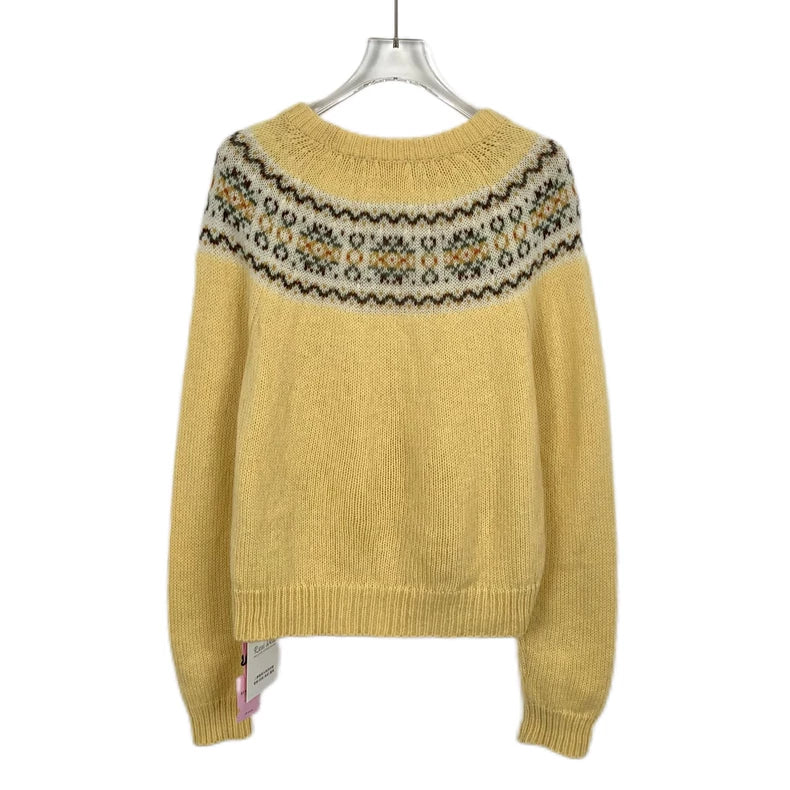 Celine Yellow Knit Sweater with Floral Design
