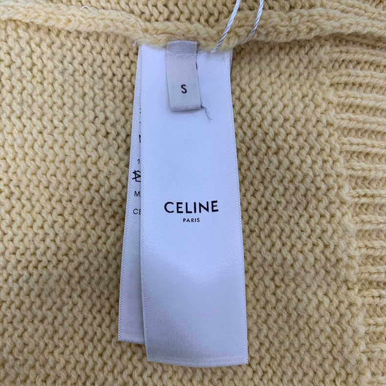 Celine Yellow Knit Sweater with Floral Design