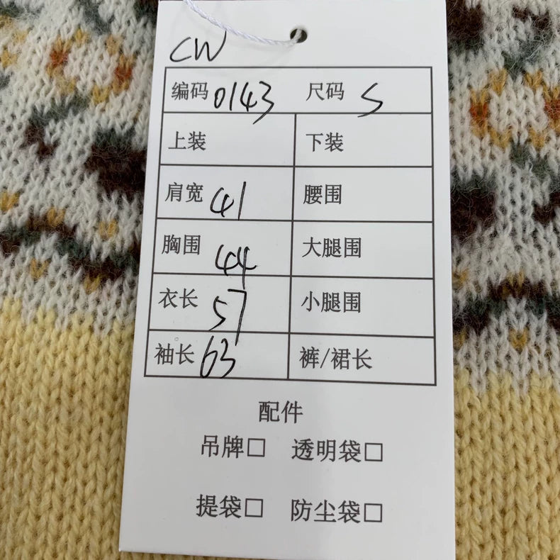 Celine Yellow Knit Sweater with Floral Design